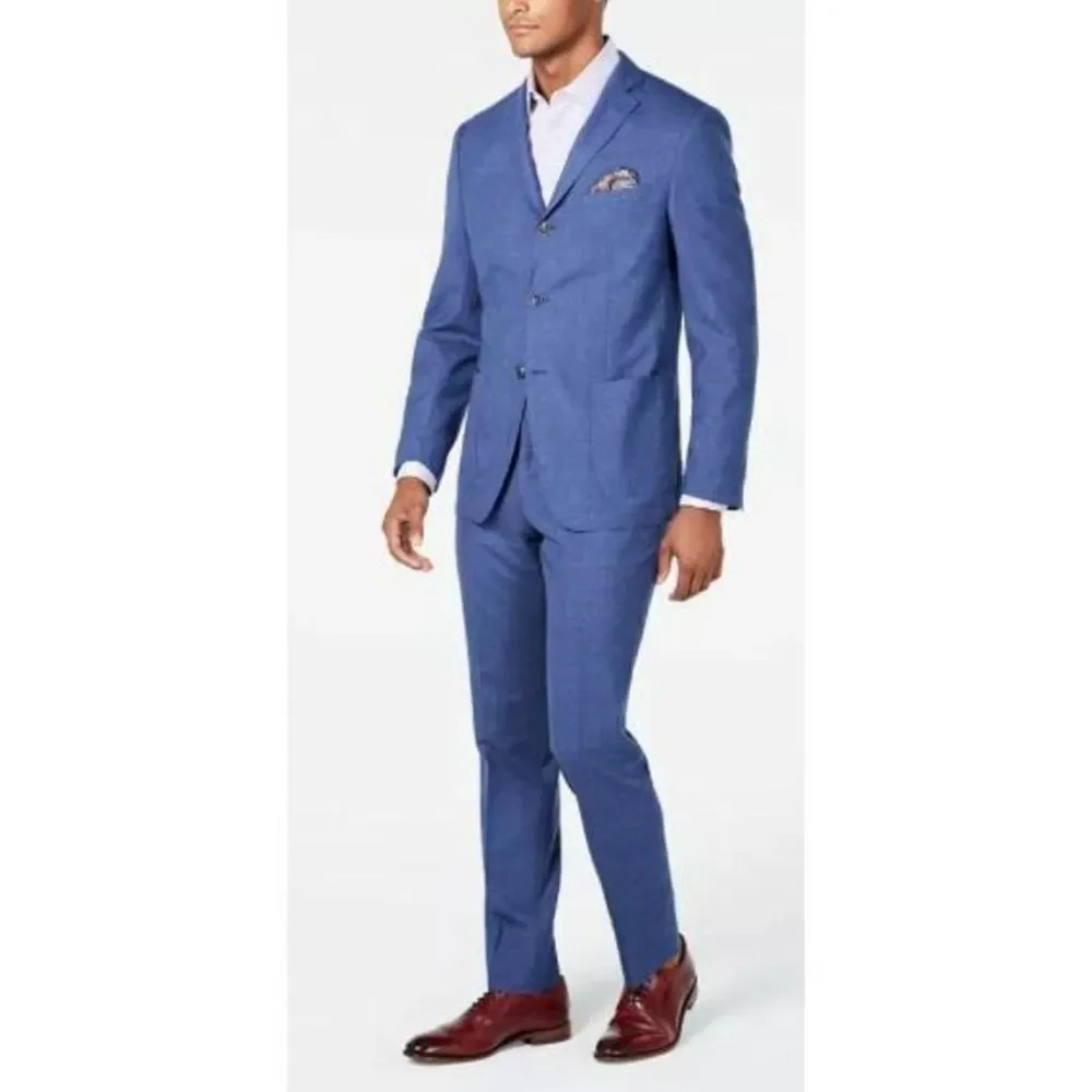 Tallia Men's Orange Slim Fit Blue Melange Suit Pants Size 37 New with Tags